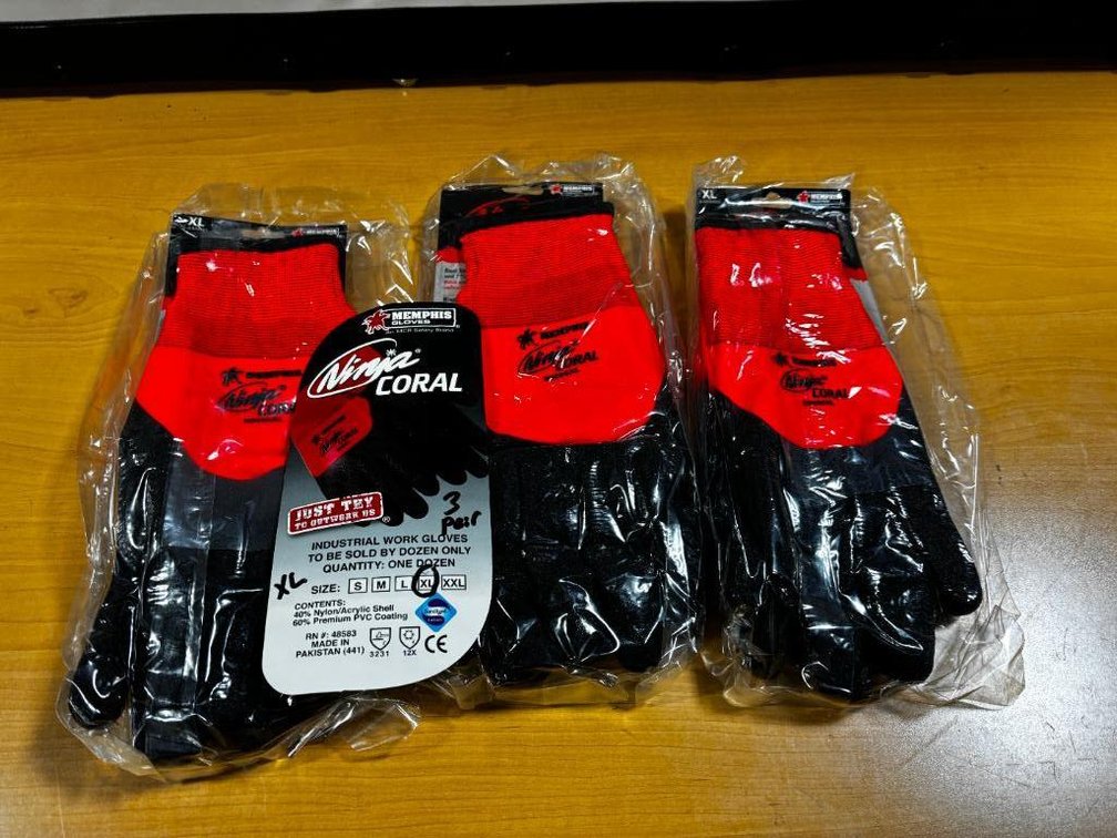 3 New Pair of Ninja Coral Memphis Size XL Industrial Work Gloves
