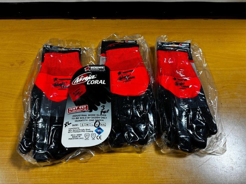 3 New Pair of Ninja Coral Memphis Size XL Industrial Work Gloves