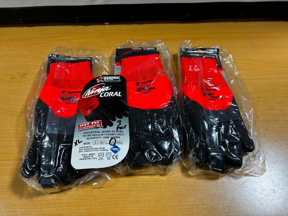 3 New Pair of Ninja Coral Memphis Size XL Industrial Work Gloves