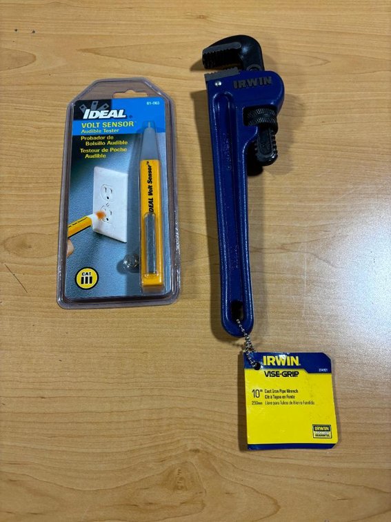 New, Irwin 10in Vise Grip Pipe Wrench, New Ideal Volt Sensor