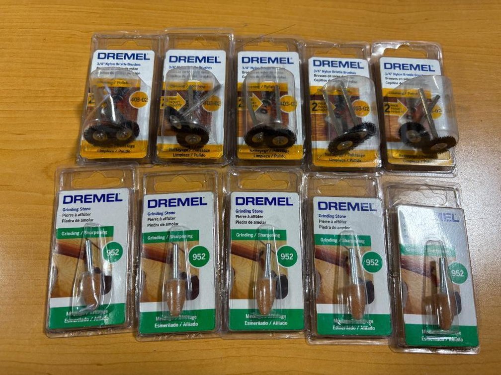 Ten New Packages of Dremel Attachments, Dremel Nylon Brushes and Grinding Stones