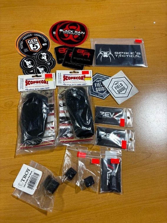 Tactical Supplies, ScopeCoat Optics Cover, Various Tactical Stickers and Other Items