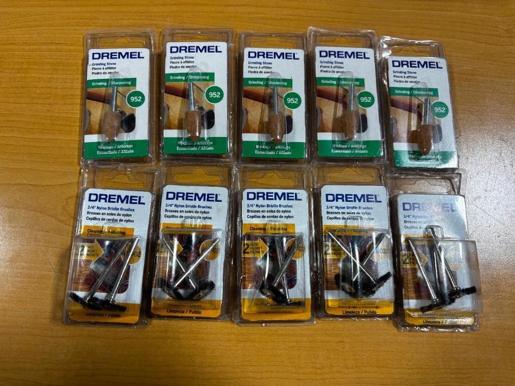 Ten New Packages of Dremel Attachments, Dremel Nylon Brushes and Grinding Stones