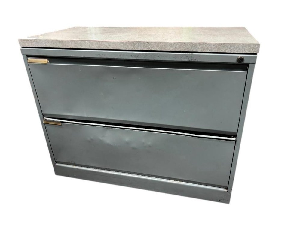 2-Drawer Lateral File Cabinet, Metal, Hard Surface Work Top