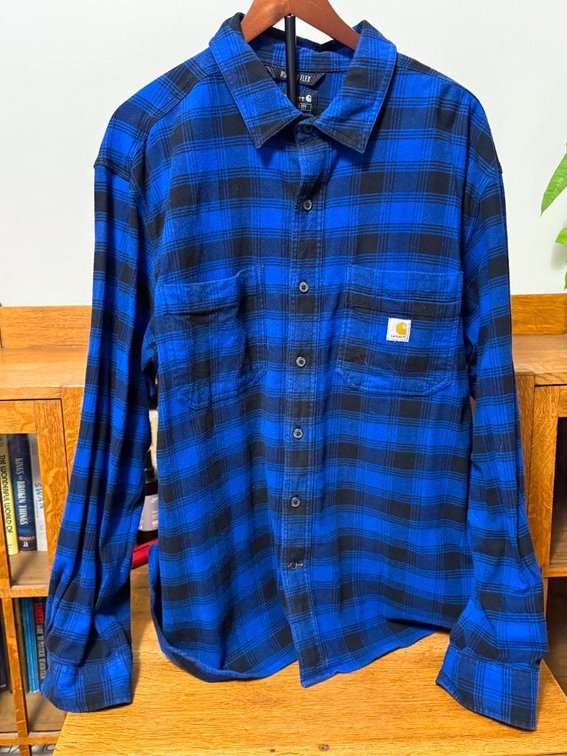 Carhartt Rugged Flex Relaxed Fit Size XL Blue & Black Buffalo Check Flannel Work Shirt TW5945-M