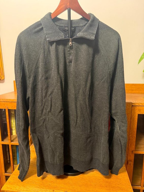 Banana Republic Quarter-Zip Pullover, Size XL Tall, Supima Cotton, Charcoal