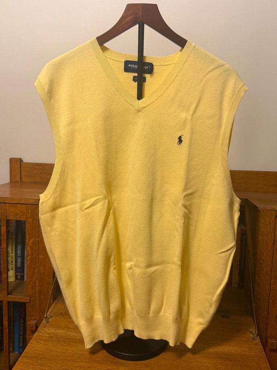 Ralph Lauren Polo Golf Sweater Vest, Size XL, 100% Cotton, Yellow