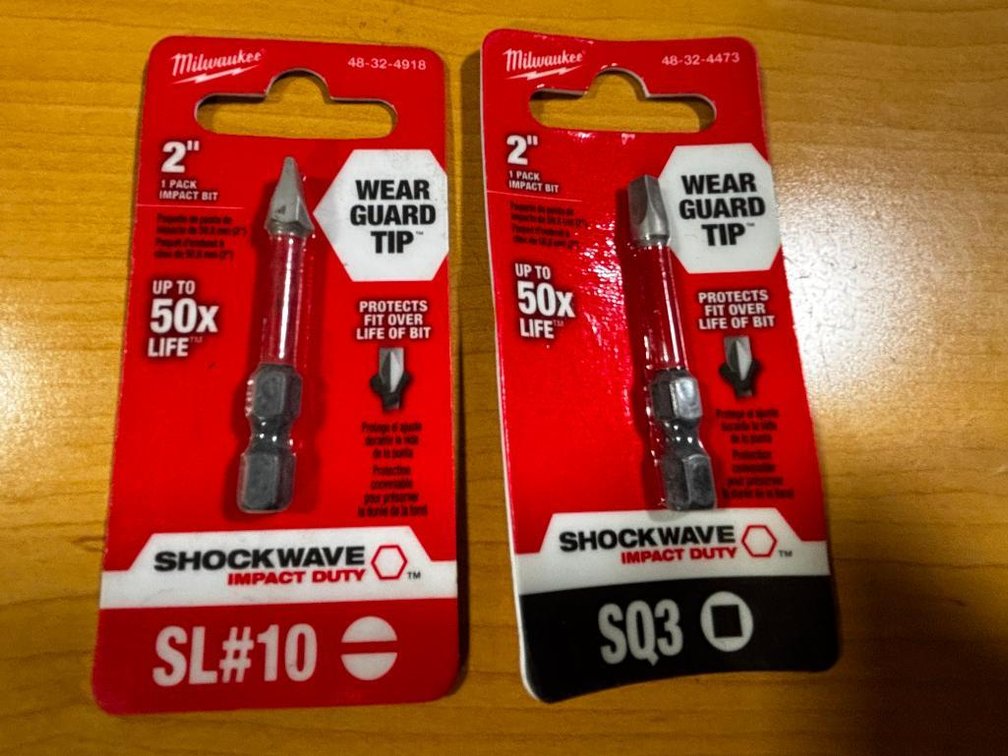 Lot of 2, New Milwaukee 2in Impact Bits, SL#10 & SQ3