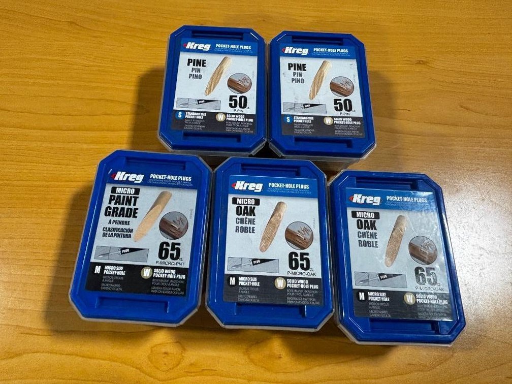 Lot of 5, New, KREG Pocket Hole Plugs, Packs of 50 & 65