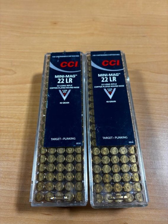 2 New Cases, 100/Case, 200 Rounds, CCI Mini-Mag, 22LR Long Rifle 40 Ground Ammunition