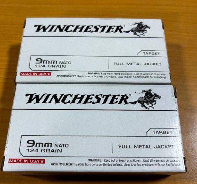 2 New Cases, Winchester 9mm NATO, FMJ 124gr Ammunition