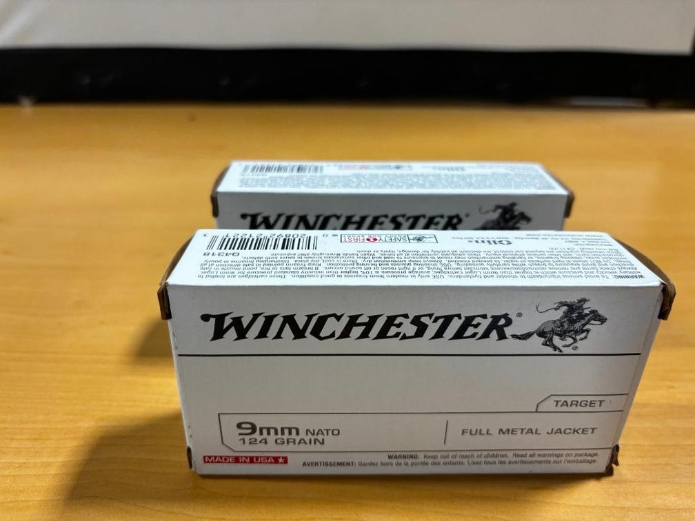 2 New Cases, Winchester 9mm NATO, FMJ 124gr Ammunition