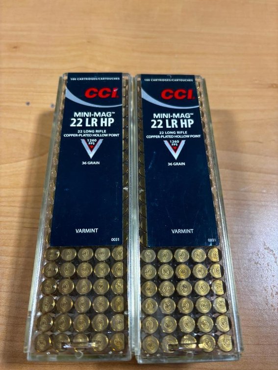 2 New Cases, 100/Case, 200 Rounds, CCI Mini-Mag, 22LR Long Rifle 40 Ground Ammunition