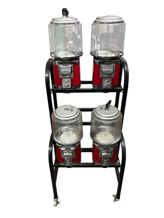4-Head Rhino Vending Gumball Vending Machines w/ Base & Keys