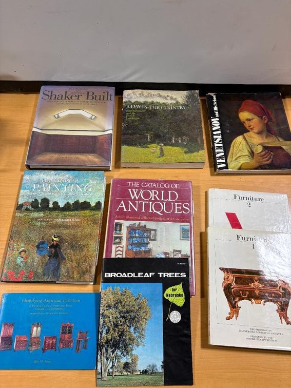 Group of Books, Art, Furniture, Trees, Antiques and More