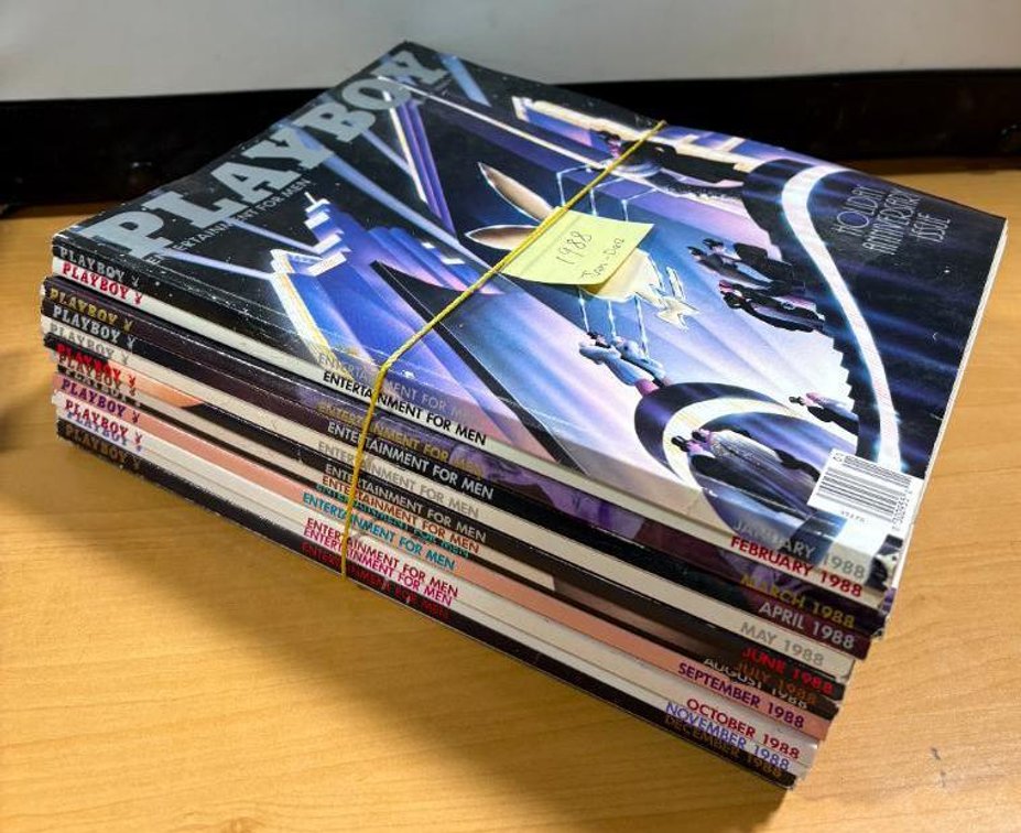 Collection of Vintage Playboy Magazines; Complete Year, 1988, Jan - Dec.