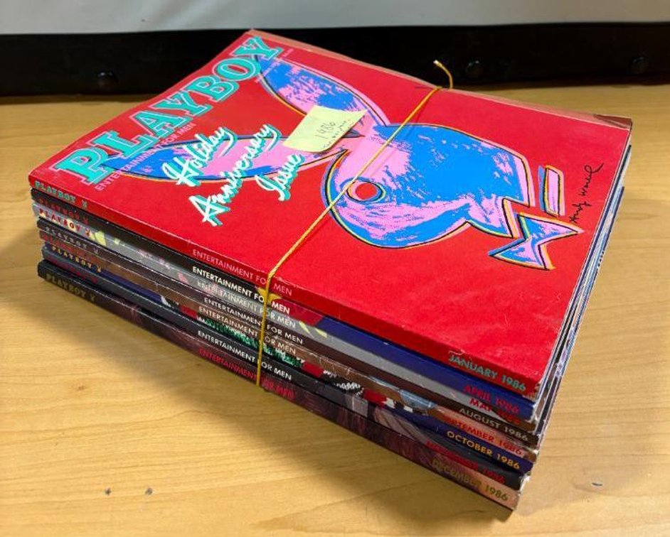 Collection of Vintage Playboy Magazines; 1986, Jan, April, May, Aug - Dec