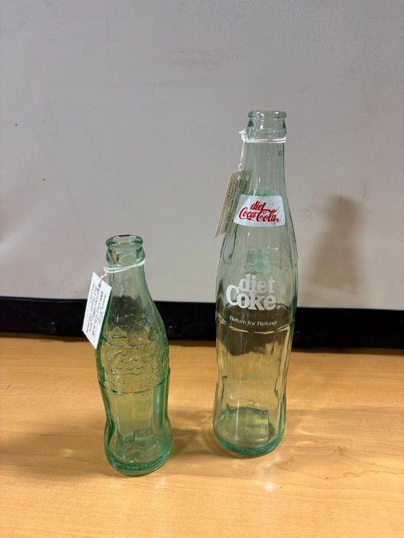 Vintage Soda Pop Bottles, Coca-Cola Embossed and Diet Coke