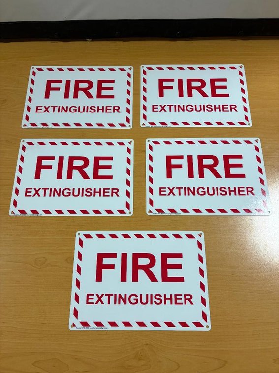 Lot of 5, New Fire Extinguisher Signs