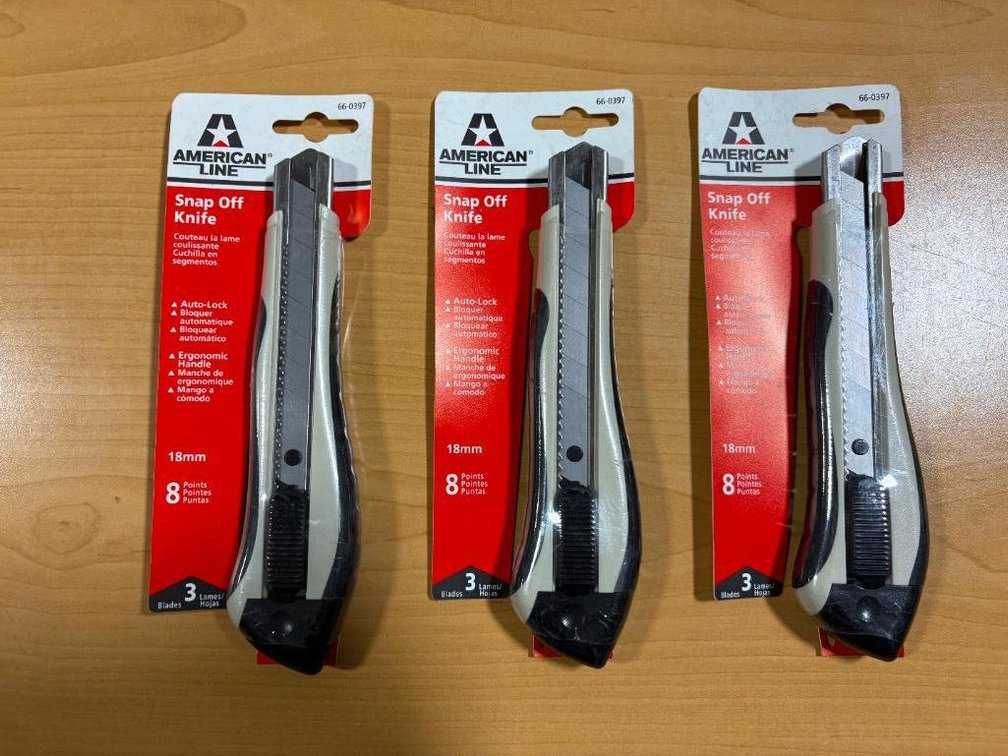 Lot of 3, New, Smerican Line Snap Off Knife, Razer Blade Knives