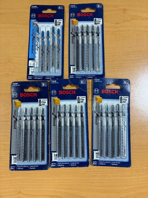 Lot of 5, New, Packages of Bosch, 5pc Jig Saw Blades