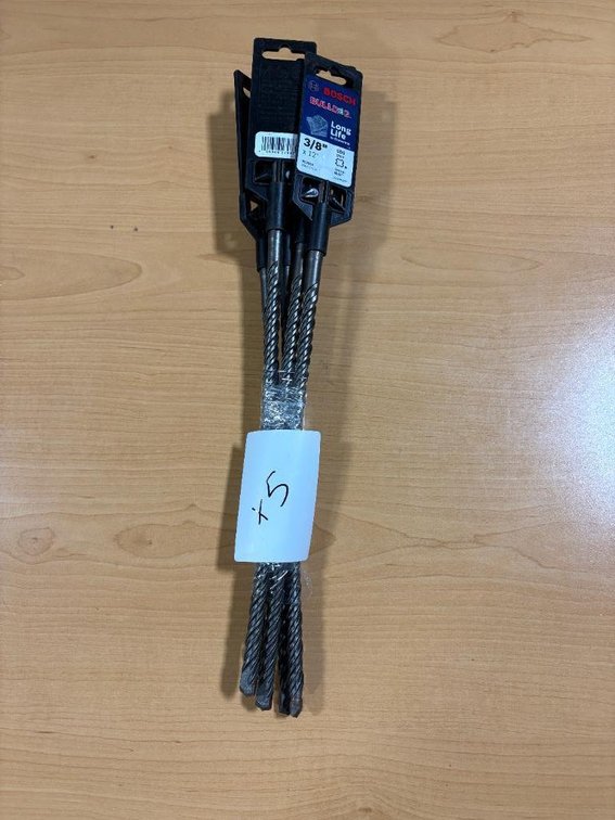 Lot of 5, New, Bosch Bulldog Long Life, Concrete 3/8in x 12in German SDS Plus Bits, HC2064