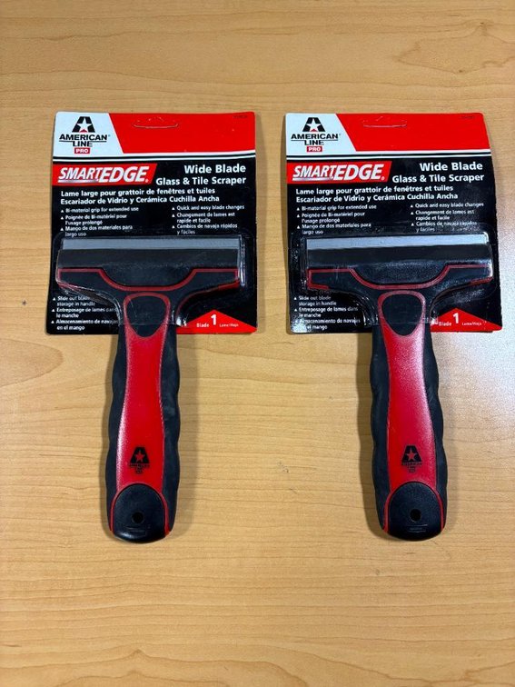 Lot of 2, New, American Line Pro SmartEdge Wide Blade Glass & Tile Scraper