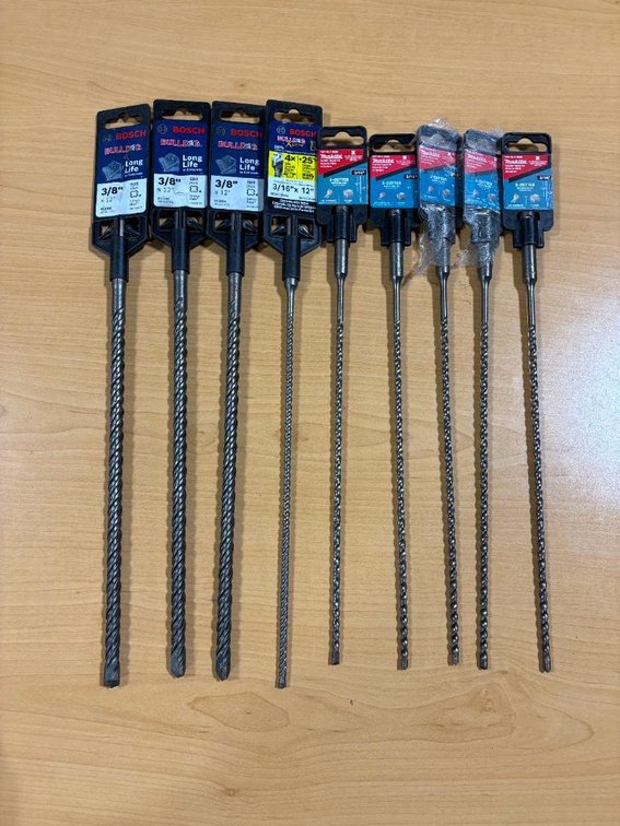 Lot of 9, New, Bosch and Makita Concrete Bits