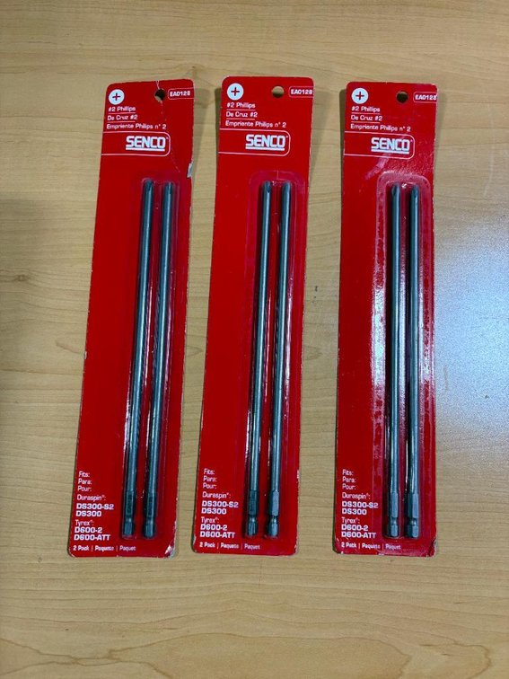 Lot of 3, New, Senco #2 Phillips Extended Length Bit/Tips, Three Two-Packs