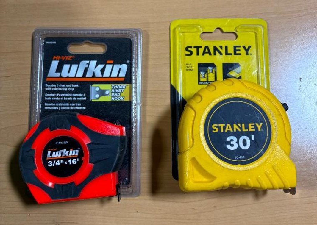 Lot of 2, New, Heavy-Duty Tape Measures, Lufkin 16ft, Stanley 30ft