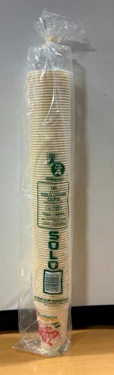 Rare, New Old Stock Sleeve of 100 Solo Paper Aksarben Race Track, No. 120 Cold Drink Cups, 12oz