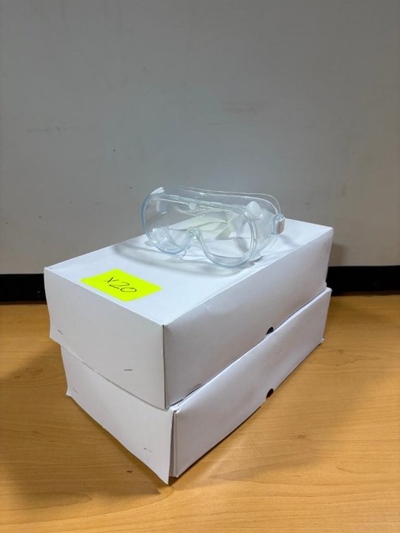 2 New Cases, of Safety Goggles, 20 Pair