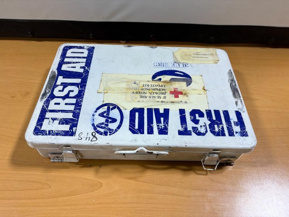 New First-Aid Kit in Metal Case, From School Bus, Never Used