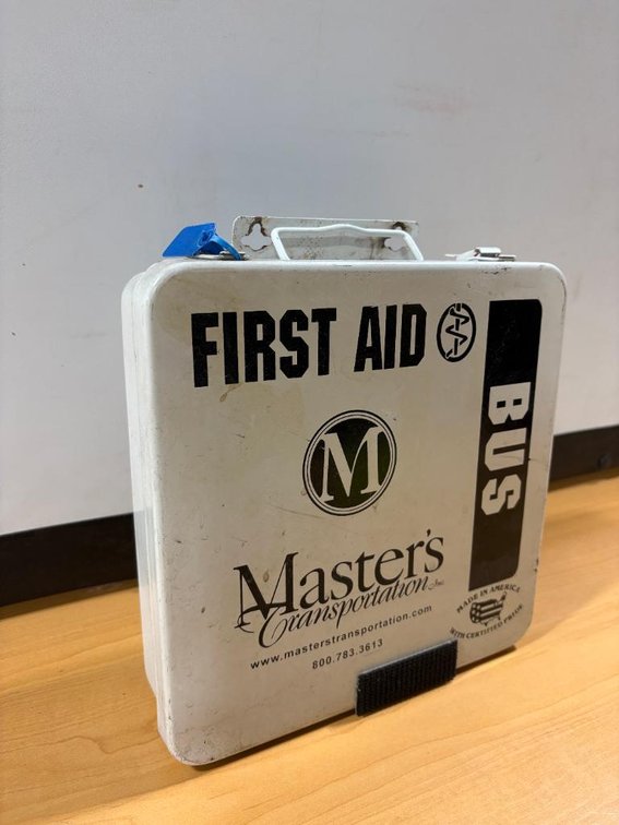 New First-Aid Kit in Metal Case, From School Bus, Never Used