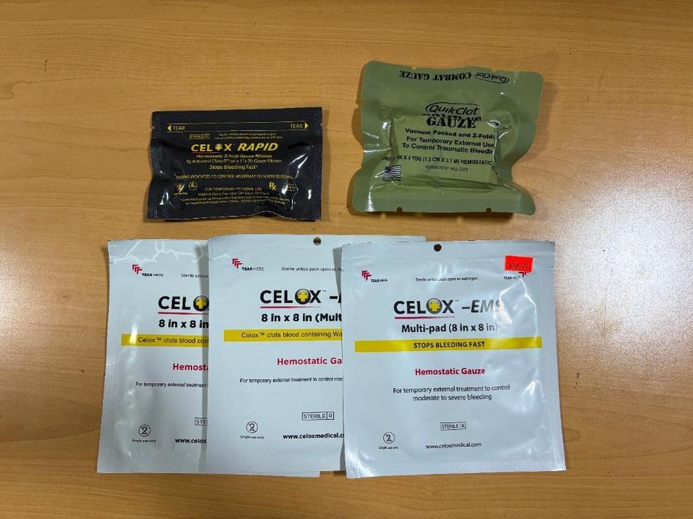 Tactical First Aid: Lot of 3, Celox-EMS 8in x 8in Hemostatic Gauze Pads &  Cel X Rapid Stop Bleed Gauze Ribbon