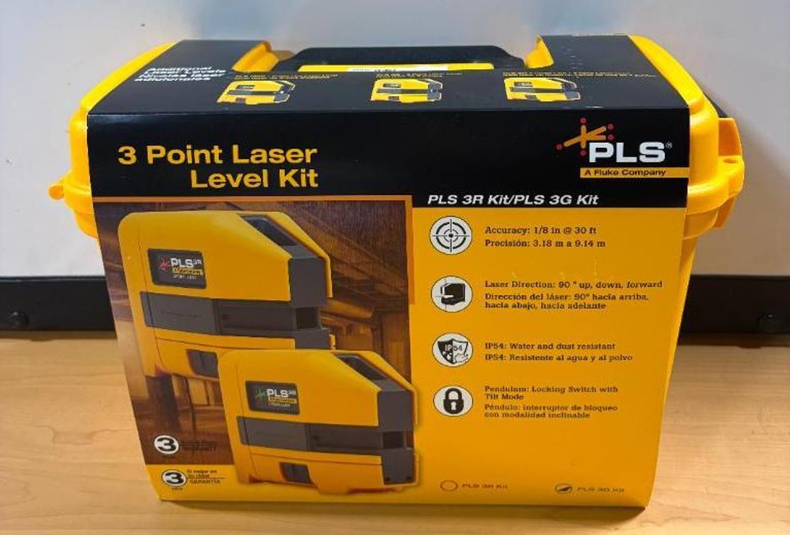 New, Fluke PLS 3-Point Laser Level Kit, New, Sealed