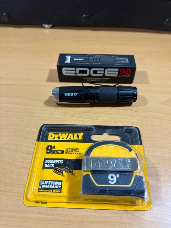 New, NEBO Rechargeable Flashlight and Dewalt 9ft Tape Measure
