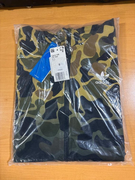 Adidas Originals Camo Windbreaker, Multicolor Zip-Up, Size Small