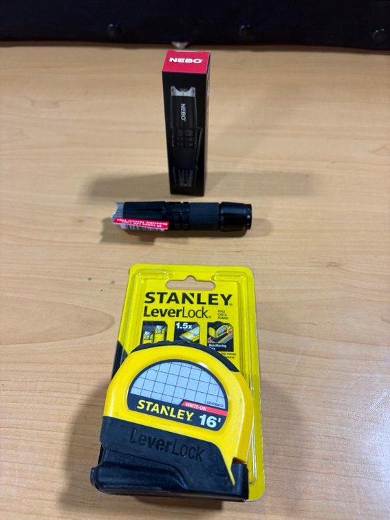 New, NEBO Rechargeable Flashlight and Stanley 16ft Tape Measure