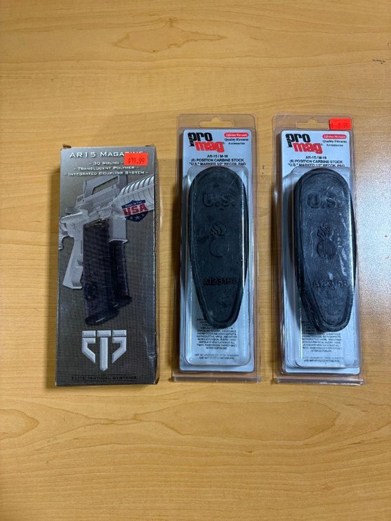 Lot of 3 New Tactical Supplies; AR Supplies, Recoil Pads, AR15 Magazine, 30 Round