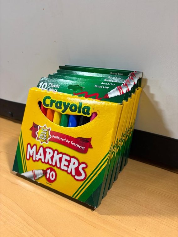 Lot of 6, New, Crayola Primary Color Markers, Each Pack w/ 10 Markers