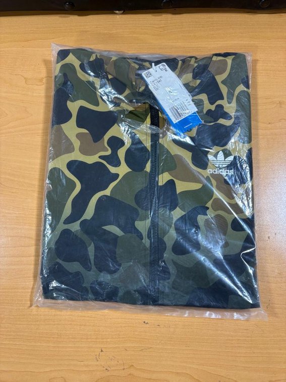 Adidas Originals Camo Windbreaker, Multicolor Zip-Up, Size Small