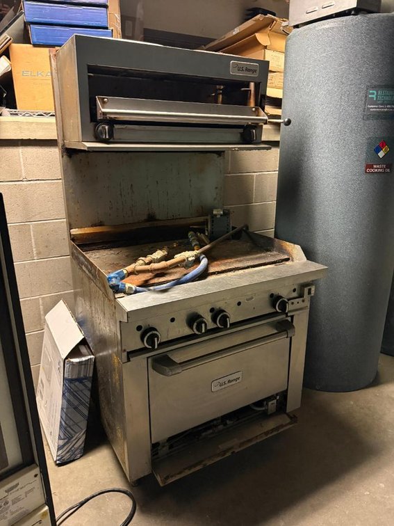 U.S. Range Griddle Top Oven w/ Salamander Cheese Melter, Dismantled To Move