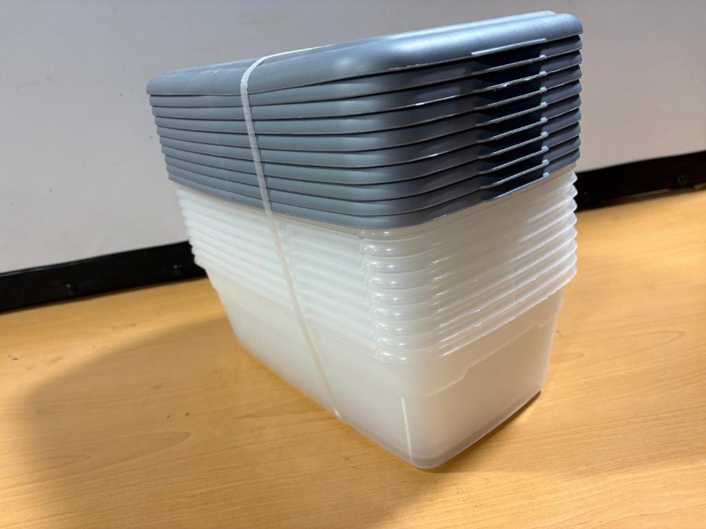 New, Set of 10, 6 Quart Sterilite Lidded Totes, 14in x 8in x 4-7/8in