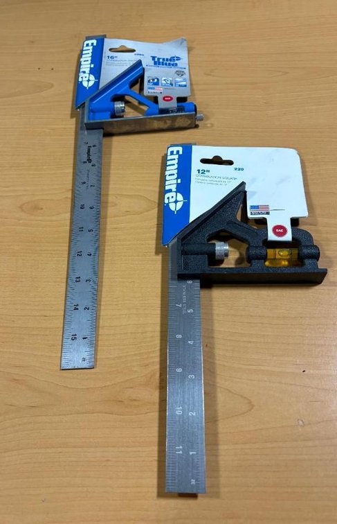 2 New, Empire 12in and 16in Combination Squares