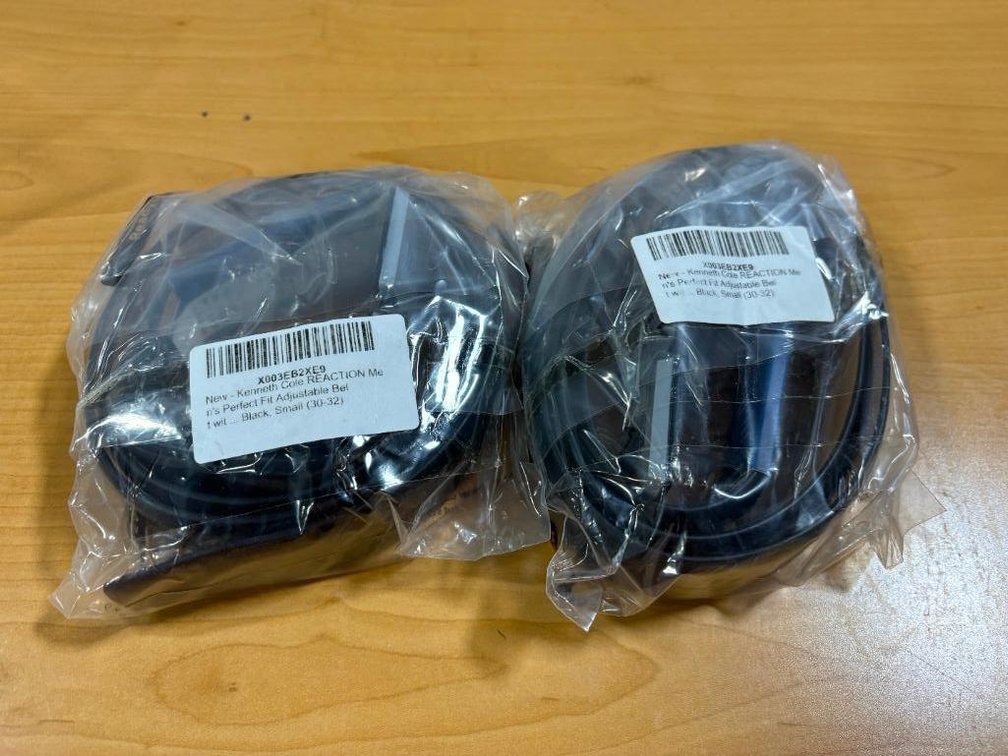 2 New, Kenneth Cole Reaction Men's Perfect Fit Adjustable Belts, Black, 30-32