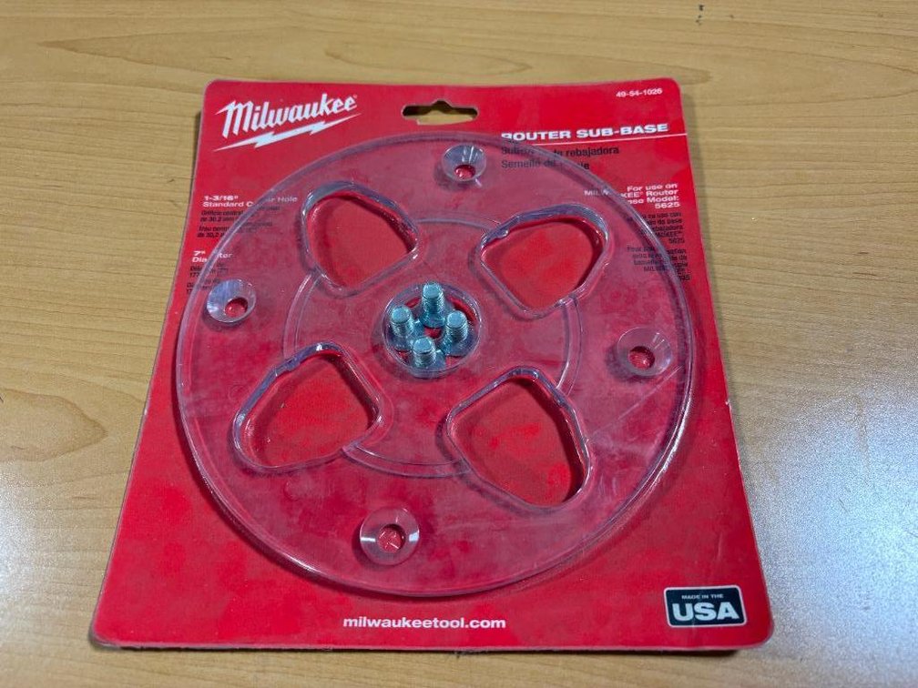 Milwaukee Router Sub Base, 7in Dia., 1-3/16in Standard Center Hole, New, USA