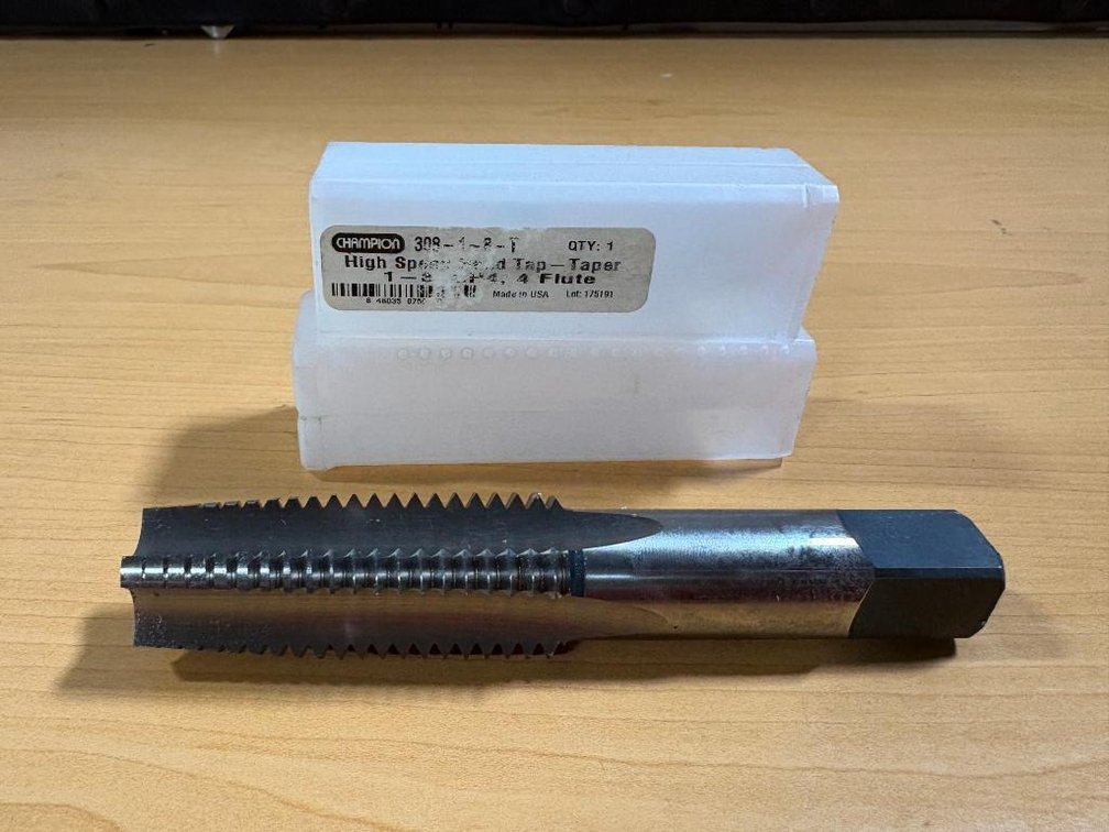 New, Champion 308-1-8-T High Speed Steel  Tap Taper, 4 Flute, 1-1/8-8 (Threads/Inch), USA