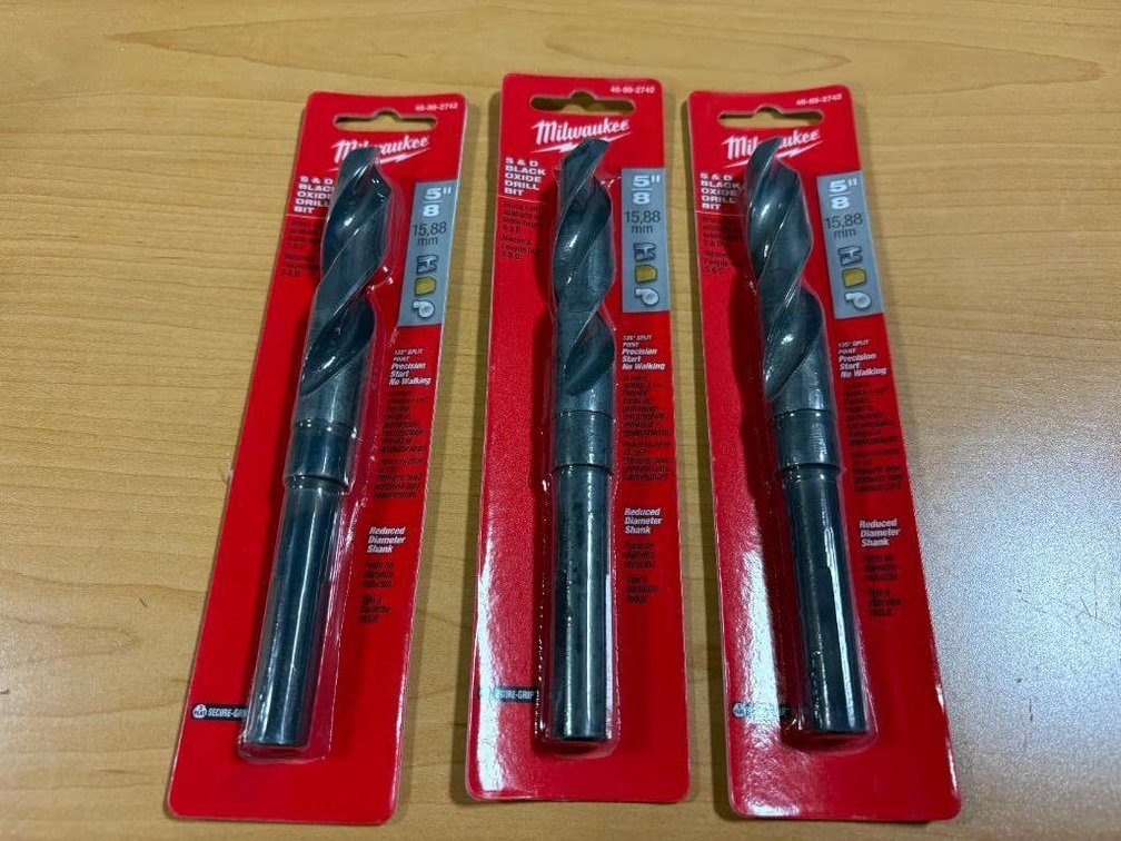 Lot of 3, New, S&D Black Oxide Milwaukee Drill Bits, 5/8in