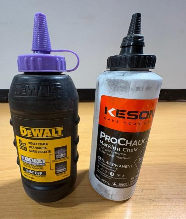 New Marking Chalk, 2 Bottles, DeWalt 8oz & Keson 8oz, Blue & Violet Colors